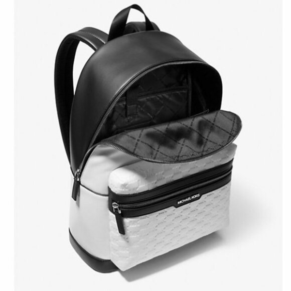 Michael Kors Bright White & Black Cooper Logo Embossed Backpack NWT - Picture 9 of 16
